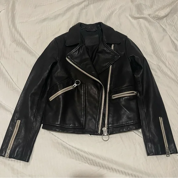 AllSaints Leather Biker Jacket - Picture 2 of 7
